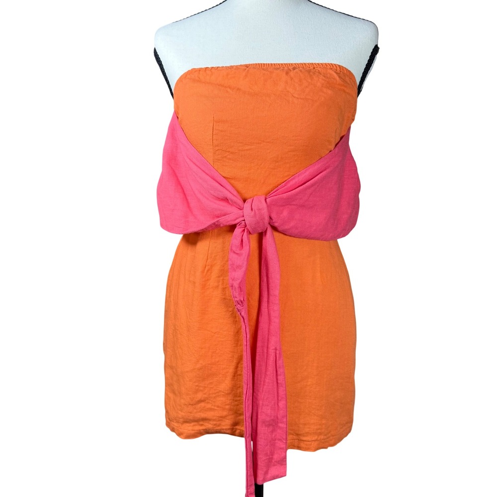 Petal & Pup Mini Dress Womens 4 Orange Pink Sundress Festival Halter Neck Mini - Picture 12 of 12